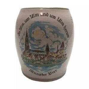 Beer Mug Ulmer Keramik Munster Ceramic Bier Stein Early Logo Germany Vintage EUC